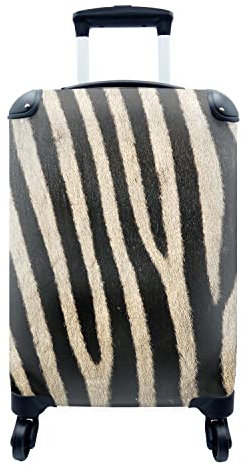MuchoWow© Koffer Handgepäck Trolley Rollkoffer Kleine Reisekoffer mit 4 Rollen - Tiere - Zebra - Muster - Cabin Size < 55x40x23 & 55x40x20 cm - Fotokoffer - Kabinenkoffer - Boardgepäck
