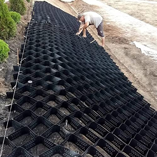LVLONG Kiesgitter Schneidbares Hangbahn-Bodengitter, Hochfester HDPE-Kiesstabilisator, Fahrlast-Geocell-Gitter für Garagen-Gehweg-Einfahrt-Garten (Size : 2m x 10m (6.5ft x 33ft))