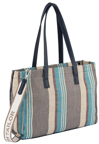 TOM TAILOR, LINN, Damen, Shopper mit Reisverschluss, L, Mixed Blue