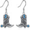 POPLYKE Sterling Silber Western West Cowgirl Texas Boots Ohrringe Cowgboy Türkis baumeln Ohrringe Boho Schmuck