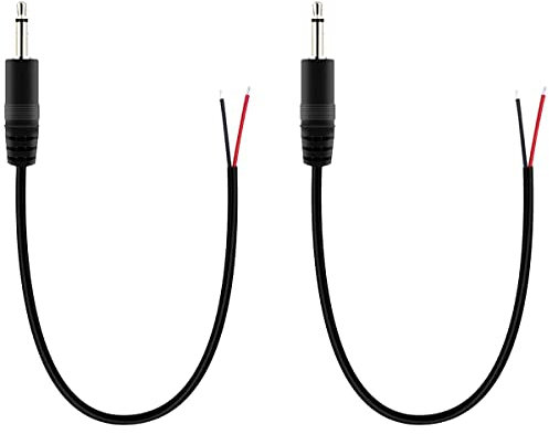 Greluma 2 piezas enchufe macho de 3.5 mm a extremo abierto de cable pelado, conector de enchufe mono de 2 polos TS de 25 cm de 1/8 para reparación de cable de audio