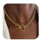 Chunky Gold Toggle Necklace Silver Cuban Link Chain Choker Toggle Bar Clasp Necklaces for Women Chunky Statement Necklaces Jewelry Gifts for Teen Girls(Gold)