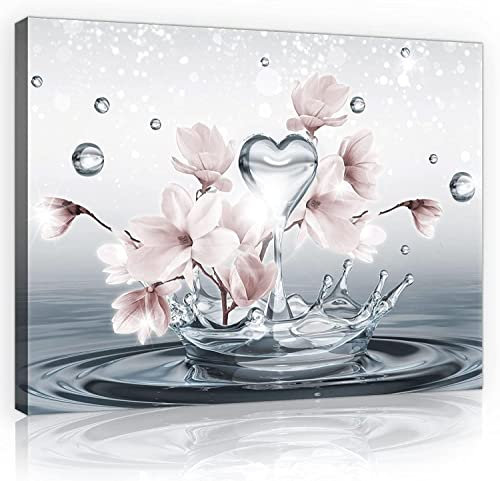WallArena - Leinwand Bilder - Kunst Abstrakt Blumen Grau - 120x80 cm Leinwandbilder - Bild auf leinwand - Wandbild XXL groß Wandbilder für Wohnzimmer Schlafzimmer Wohnzimmerbilder Modern