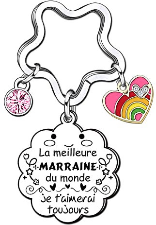 YUANSI Cadeau Marraine Cadeau Marraine Porte clés Cadeau Marraine Anniversaire Cadeau Marraine Noel Cadeau jour du Baptême Marraine Cadeau Marraine Original Cadeau Marraine Personnalisé (3)