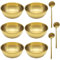 GOIYZTTR Conjunto de 6 Cuencos Aperitivos Acero Inoxidable Tazón de Salsa Dorada Mini Ronda Condimento Platos con 3 Cucharas Para Diversos Condimentos