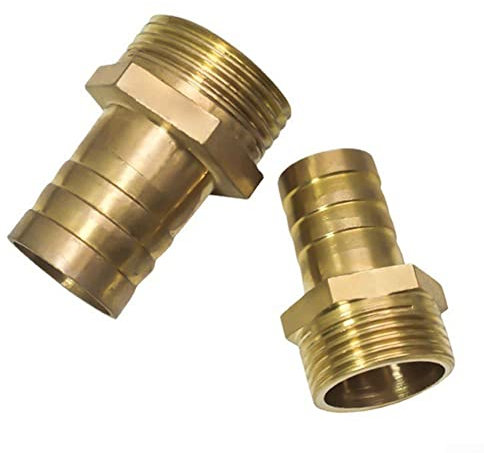 2 conectores de latón macizo para manguera de estanque macho para BSP, adaptador de tubo de latón, macho de 1 pulgada x 32 mm