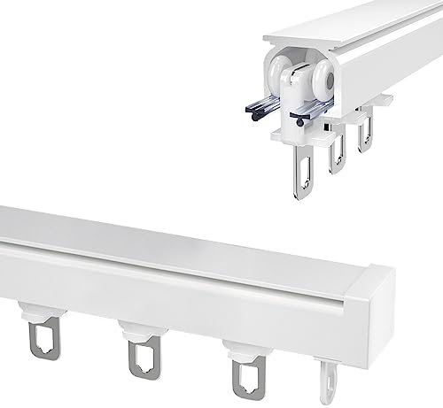 LIYI929GP Aluminium Curtain Rail Gardinenstange Vorhang Schiene, 1-Track Curtain Tracks for Sliding Curtains, Ceiling Rail Wall Curtain Poles System with Hooks, Motorhome Room Divider, Raumteiler