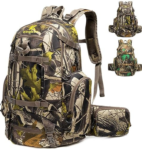Kioqiear Jagdrucksack, Outdoor-Ausrüstung, Jagdrucksack mit Regenschutz, langlebig, große Kapazität, Jagd-Tagesrucksack., Grün, Camouflage, Large, modisch