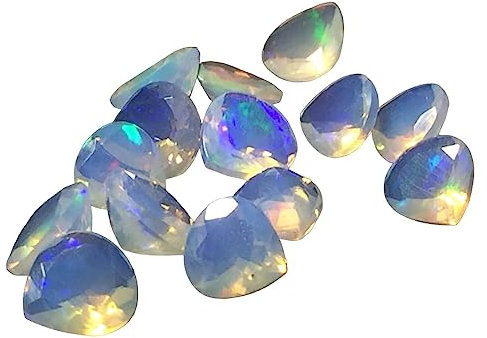 Gems For Jewels 6–7 mm großer äthiopischer Opal im Herzschliff, Feueropal im Herzschliff, äthiopischer Welo-Opal für Ring (Optionen von 2 bis 4 Stück) – PNT4 (2 Stück)