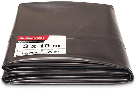 Rollgum ONE EPDM Dachfolie wasserdicht UV beständig 1.5mm in 3x10m, Dachbahn für Dachabdichtungen auf Carport Gartenhaus, Teich und Gewässer