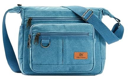 W&G traveler Unisex Messenger Bag for Men Women, Rfid Crossbody Shoulder Bag with Water Bottle Holders, All-Purpose Briefcase Commuter Bag for Travel, Work, Computer, Camera, Blue