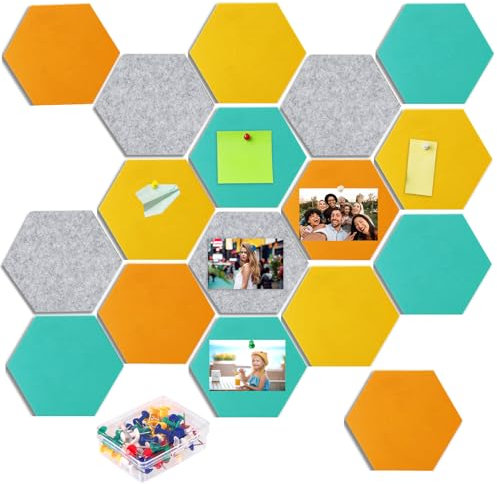 24 Pièces Tableau Liege Hexagone, Panneau de Liège Hexagonal, Tableau Liege, Tableau d'affichage, Décoration Murale Pour Bureau, Maison, Chambre D'Enfant, 100 Crampons