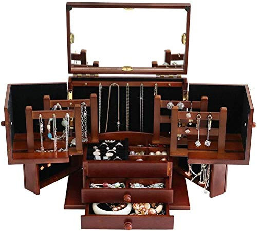 BONOOL Holz-Schmuckkästchen für Damen, Schmucktruhe, großes Fassungsvermögen, Organizer, Schrank, Schmuck-Display-Box, Schmuckkästchen für Damen