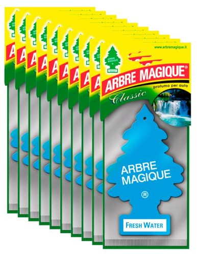 Arbre Magique Mono, désodorisant solide pour voiture, parfum Eau Fraîche, parfum frais et pétillant, dure jusqu'à 7 semaines, fabriqué en Italie, paquet de 10 pièces