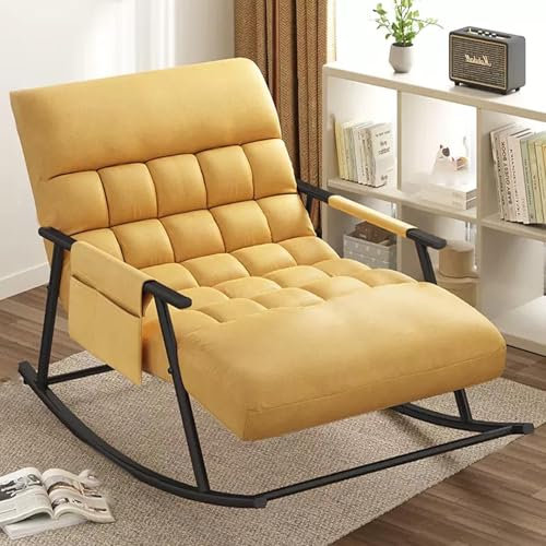 Doppelt Modern Komfortabel Gepolstert Schaukelstuhl, Atmungsaktiv Rocking Chair mit Armlehnen, Draussen Gartenliege,Einstellbarer Winkel relaxsessel,Mit Seitentaschen,Für Schlafzimmer,Wohnzimmer. ( Co