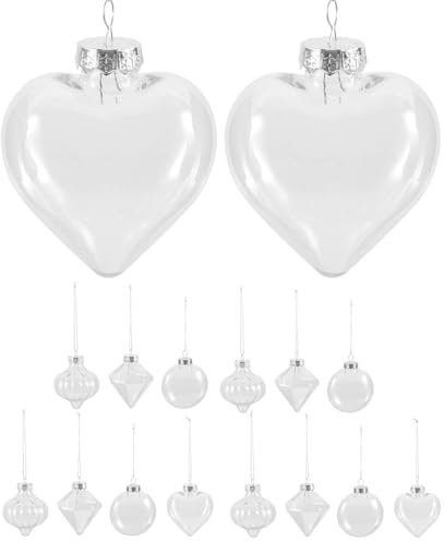 NOLITOY 16St weihnachtsdeko Christbaumschmuck weihnachtsbaumschmuck Kugel hängende, befüllbare Kugeln Dekor Ornament Weihnachtsschmuck zum Aufhängen Weihnachtsbaumkugel Herzförmig Lob Foto