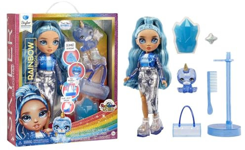Rainbow High Fashion Doll with Slime & Pet - Skyler (Blue) - 28 cm Shimmer Doll with Sparkle Slime, Magical Pet and Fashion Accessories - Kids Toy Age 3+