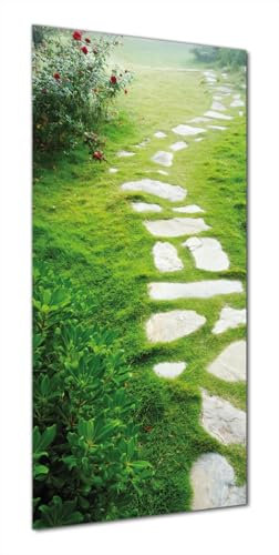 Wallario Selbstklebende Duschrückwand 80 x 200 cm mit Motiv Steinweg im Grünen - Wandverkleidung Fließenersatz mit Hochglanzlaminat in Glasoptik