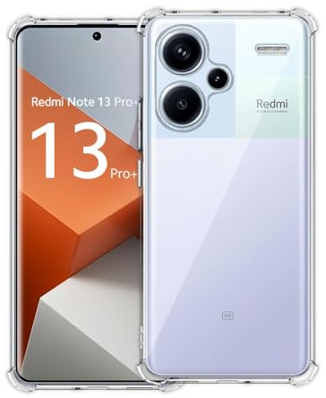 Wigento Für Xiaomi Redmi Note 13 Pro Plus Schock TPU Schutz Handy Hülle Tasche Etui Cover Transparent
