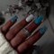 Angwis 24pcs Short Square False Nails Sky Blue Glitter Stick on Nails Creamy White Press on Nails Acrylic False Nails Removable Glue-on Nails Full Cover Fake Nails Women Brides Nail Art Accessories