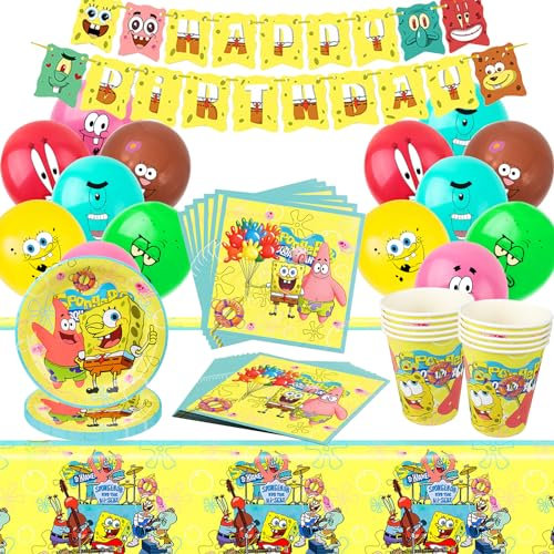 Spongebob Compleanno Stoviglie Kit, 70Pcs Decorazioni Compleanno Spongebob
