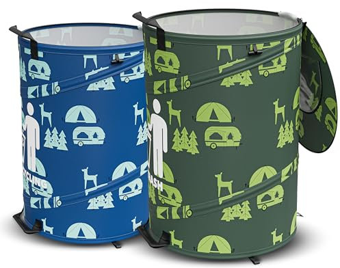 Leisure Coachworks Poubelle pliable pop-up et poubelle de recyclage pour camping-car, camping, recyclage, déchets de cour, sac à feuilles, poubelle à jouets pour enfants (poubelles et canettes de