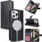Zouzt for iPhone 15 Pro 6.1 Inch Genuine Leather Wallet case with Card Holder, [for MagSafe][Credit Slot][Real Leather] Flip Folio Book Protective Phone Cover Women Men - Black
