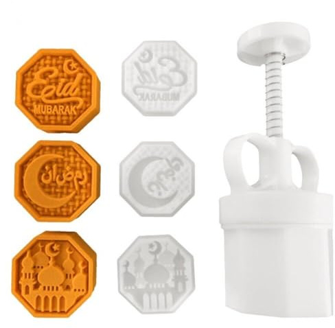 Eid Mubarak Cookie Stempel Set Hand Pressschneider Dicke Verstellbarer Mondkuchenform Kuchengebäck Schimmel Kekse Cutter