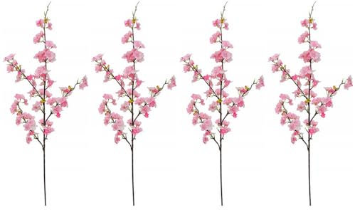 NatureMan Lot de 4 branches de fleurs de cerisier artificielles en soie pour maison, mariage, centres de table, vases, décoration à faire soi-même (rose foncé)