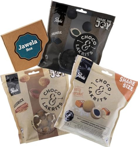 Panda Lakritzkugeln mit Schokolade Probierset 3 Sorten: Choco & Lakrits, Salty Caramel, Salmiak - Jawela Mix Set - finnische Licorice Kugeln - Gourmet Panda Lakritz Kugeln Probierpaket