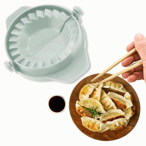 CHEFZOCO Molde empanadillas, Molde para dumplings, Molde para empanadas, Molde gyozas, Sellador de empanadillas, Prensa para empanadillas, Longitud total del molde 10 cm, Plástico, Verde