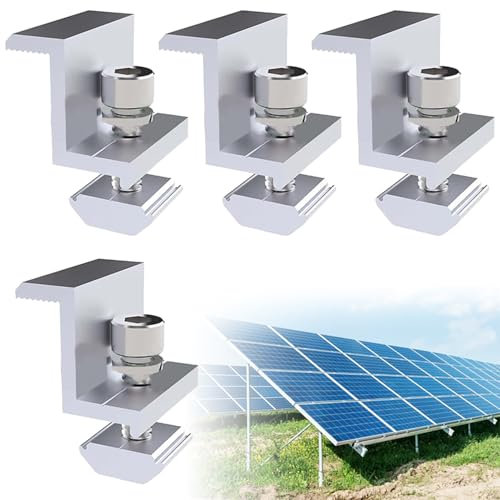 Support Montage Panneau Solaire, Support de Fixation Panneau Solaire, Support Panneau Solaire en Aluminium, Convient pour L'installation de Panneaux Solaires Sur des Yachts, Maisons, 4 Pièces