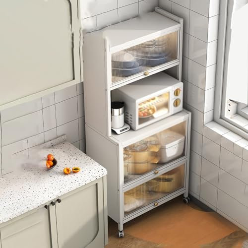 JMOZHCD Chariot Micro-Ondes à roulettes, Armoire de Rangement de Bureau avec Portes, support à Pain de Cuisine avec armoires de Rangement, Plan de Travail Ouvert (One Color 90cm)