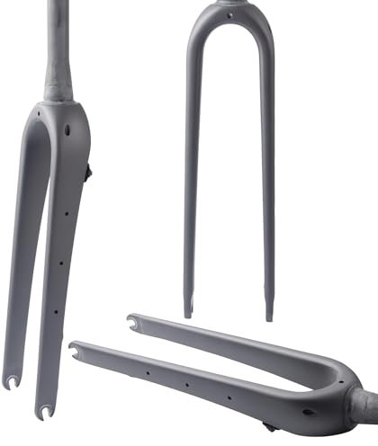 Nero Opaco, rastremato, Forcella Rigida in Fibra di Carbonio Gravel 700C Forcella Rigida per Bici da Strada in Fibra di Carbonio QR 9 mm Freno a Disco Perno Passante 1-1/8'' Tubo Dritto/rastremato f