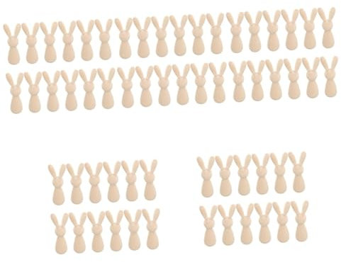 SEWACC 60stücke Unlackierte Holz Hasen Figuren Diy Ostern Dekoration Mini Kaninchen Skulpturen Für Bastelprojekte Tischdeko Für Feste Und Feiern Für Kindergeburtstage Und Kreative