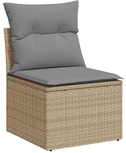 HETFTJN Balkon Eckbank Lounge Sofa Outdoor Mini Couch Lounge Sessel Outdoor - Gartensofa ohne Armlehnen mit Kissen Beige Poly Rattan für Speisesaal Terrasse Balkon Garten