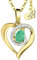 Limana Herzkette echter Edelstein Silber 925 Gold vergoldet Halskette Damen Kette Herz Anhänger Schmuck Geschenk Frauen Freundin Hochzeitstag Jahrestag Liebesgeschenk Goldkette (grüner Smaragd)