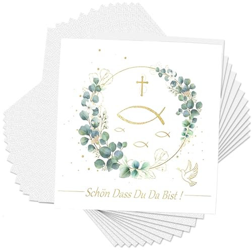 40 Stück Servietten 'Schön, dass du da bist!' Servietten Kommunion, Servietten Konfirmation, Konfirmation Deko, Servietten Konfirmation, Kommunion Servietten