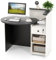COSTWAY Reception Desk, Front Counter Desk with Lockable Drawer and Adjustable Shelf, Corner Cashier Retail Checkout Table Computer Desk for Office Beauty Salon Lobby Shop (White+Black Tabletop)