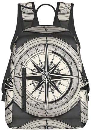 Zhuanyun Law of the Compass Navigation 1 Leichter Rucksack Tagesrucksack mit Fronttaschen mit Reißverschluss und seitlichen aufgesetzten Taschen. Uni-Rucksäcke, Schwarz, Einheitsgröße