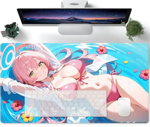PORNHUX Fille Sexy d'anime Otaku Tapis de Souris Anime XXXL 1000x500 Computer Tapis de Souris XXL Speed Gaming – sous-Main de Table Grande Taille – Améliore la précision et la Vitesse – Antidérapant