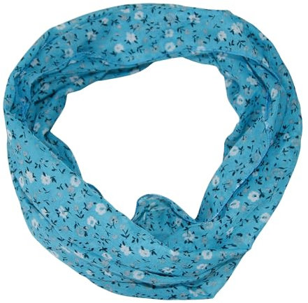 beybey® Blümchen Damen Loop Schal aus Seide und Baumwolle und in herrlichen Farben. (türkis blau)