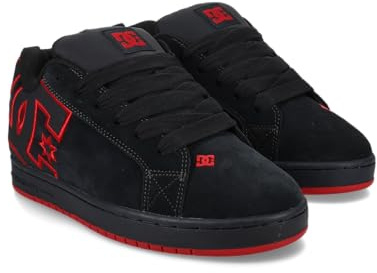 DC Men's Court Graffik SE Skate Sneaker, Dark Grey/RED, 6.5