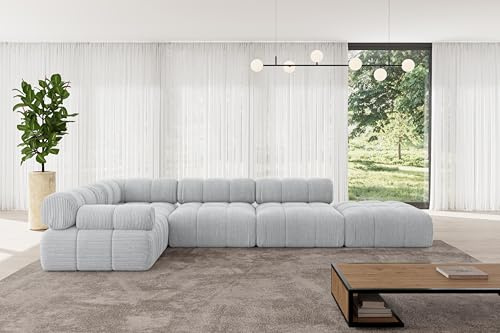 ALTDECOR Modulares Sofa Ecksofa in L-Form Corner modular Sofa Eckcouch Couch Wohnlandschaft Cauchsofa Polstersofa Felto-L2-380x190x70 cm Grau