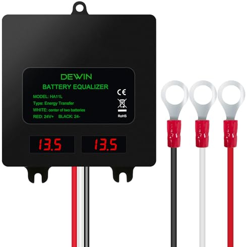Wattive Équilibreur de batterie 24 V, égaliseur de batterie 2 x 12 V, système de charge solaire IP67, équilibreur pour batteries au plomb, lithium-ion et lithium-fer-phosphate
