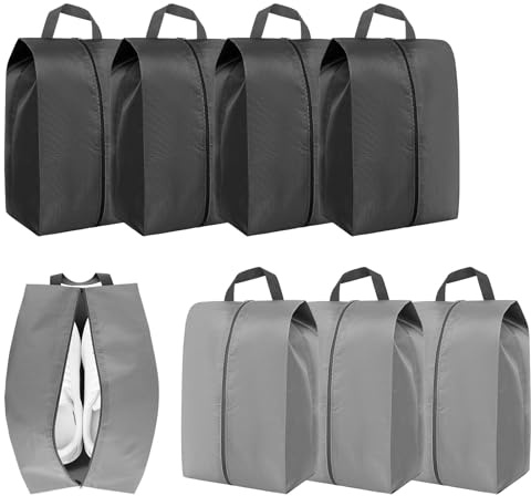 Shoe Bags 8 Pack Travel Shoe Bag Waterproof Shoe Storage Bags Travel Shoe Bags Organizer for Travel Storage and Home Use (Black, Gray)