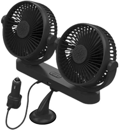 Ventilateur USB pour voiture, ventilateur USB à double tête, accessoires de voiture, gadgets cool, 3 vitesses, rotation à 360 degrés, accessoires de véhicule, 12 V 24 V