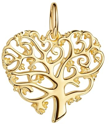 JEVELION Lebensbaum Herz-Anhänger massiv 333 Gelbgold Goldanhänger für Damen. Mit Kette oder ohne Kette wählbar + Schmuck-Etui + Echtheitszertifikat