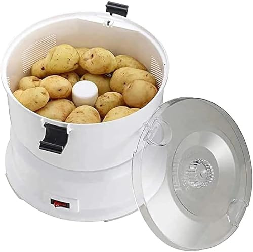 DLLDQBD Electric Potato Peeler, Automatic Peeling Machine With Safety Lock, One-Touch Operation, No Mess Rumbler (1KG Capacity) For Apple, Carrot, Fruit