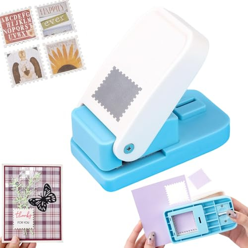Stempelstanzer, 2,5 cm, quadratisch, Briefmarkenstanzer, tragbarer Hebel-Bastellocher für Papierbastelarbeiten, Briefmarkenschneider, Papierstanzer zum Basteln, DIY-Projekt, Scrapbooking